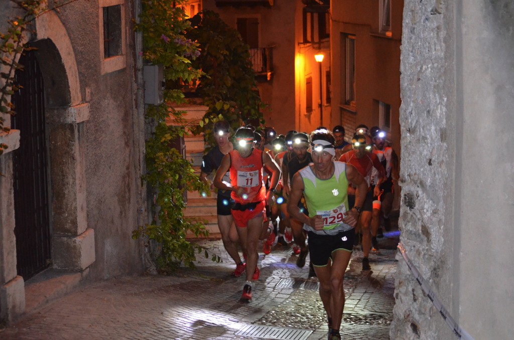 The leading runners in the night race